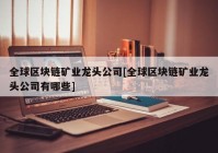 全球区块链矿业龙头公司[全球区块链矿业龙头公司有哪些]